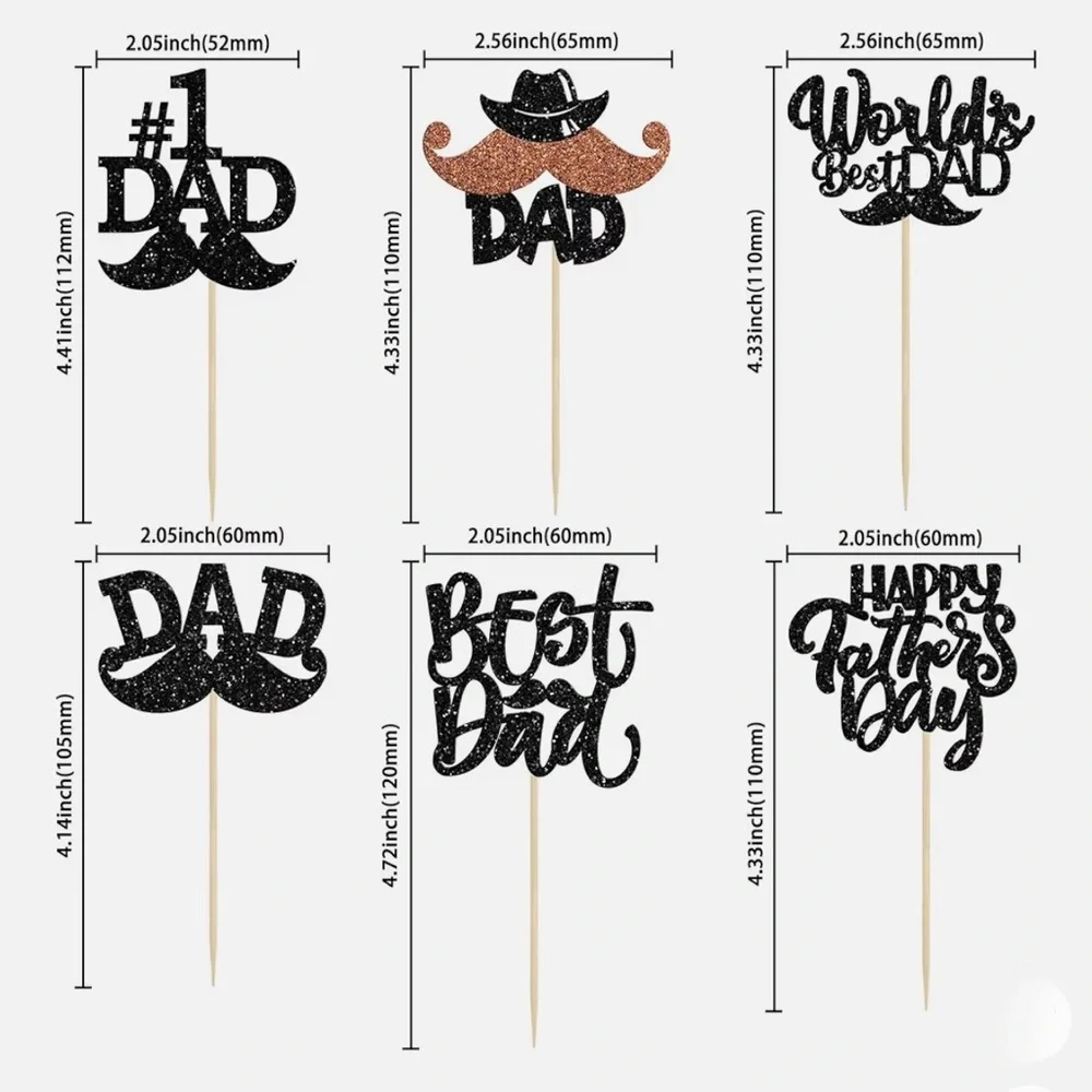 Father's Day Cupcake Toppers (24 pieces) - Black